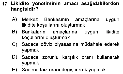 Para ve Banka 2018-2019 Yaz Okulu Sınavı - 17. soru