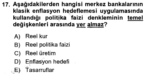Para ve Banka 2022-2023 Yaz Okulu Sınavı - 17. soru