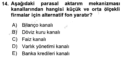 Para ve Banka 2023-2024 Yaz Okulu Sınavı - 14. soru
