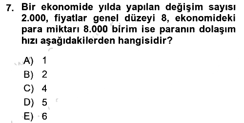Para ve Banka 2024-2025 Yaz Okulu Sınavı - 7. soru