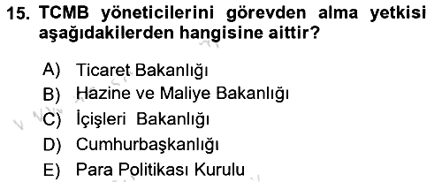 Para ve Banka 2024-2025 Yaz Okulu Sınavı - 15. soru