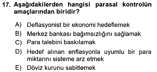 Para ve Banka 2024-2025 Yaz Okulu Sınavı - 17. soru
