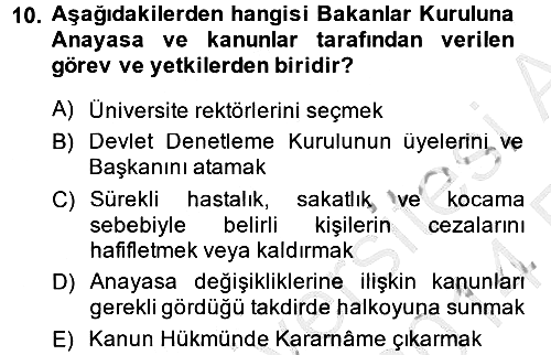 Temel İdare Hukuku 2013-2014 Ara Sınav - 10. soru
