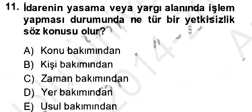 Temel İdare Hukuku 2014-2015 Ara Sınav - 11. soru