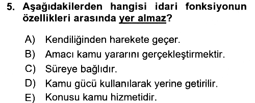 Temel İdare Hukuku 2015-2016 Ara Sınav - 5. soru