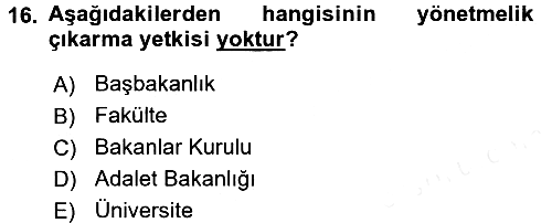 Temel İdare Hukuku 2015-2016 Ara Sınav - 16. soru