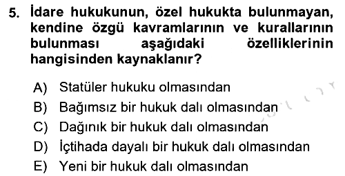 Temel İdare Hukuku 2021-2022 Ara Sınav - 5. soru