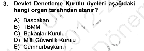 Temel İdare Hukuku 2012-2013 Dönem Sonu Sınavı - 3. soru