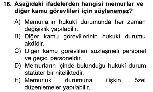 Temel İdare Hukuku 2012-2013 Dönem Sonu Sınavı - 16. soru