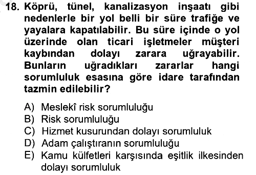 Temel İdare Hukuku 2012-2013 Dönem Sonu Sınavı - 18. soru