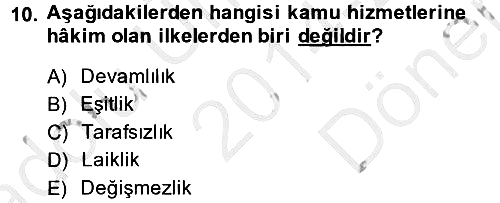 Temel İdare Hukuku 2014-2015 Dönem Sonu Sınavı - 10. soru