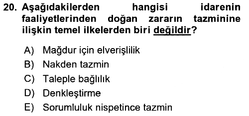 Temel İdare Hukuku 2023-2024 Dönem Sonu Sınavı - 20. soru
