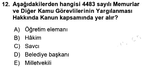 Temel İdare Hukuku 2025-2026 Dönem Sonu Sınavı - 12. soru