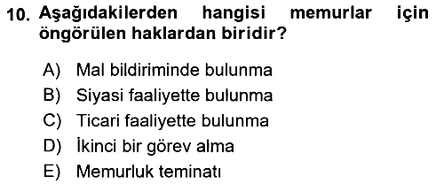 Temel İdare Hukuku 2018-2019 Yaz Okulu Sınavı - 10. soru