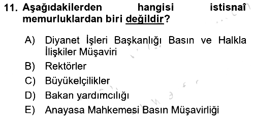 Temel İdare Hukuku 2024-2025 Yaz Okulu Sınavı - 11. soru