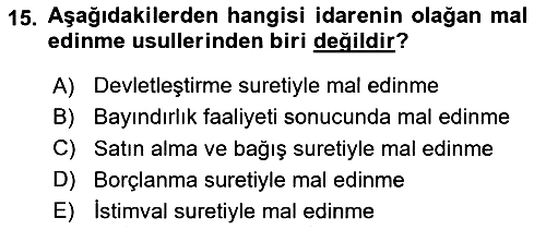 Temel İdare Hukuku 2024-2025 Yaz Okulu Sınavı - 15. soru