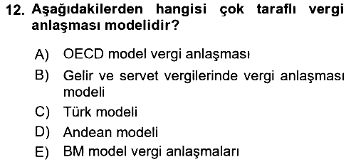 Uluslararası Kamu Maliyesi 2017-2018 3 Ders Sınavı - 12. soru