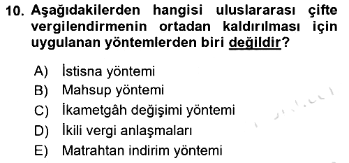 Uluslararası Kamu Maliyesi 2018-2019 3 Ders Sınavı - 10. soru