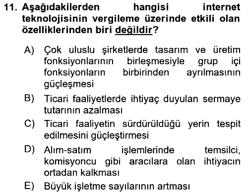 Uluslararası Kamu Maliyesi 2018-2019 3 Ders Sınavı - 11. soru