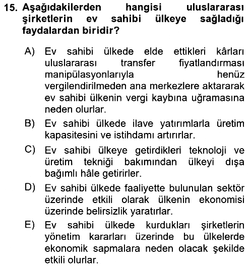 Uluslararası Kamu Maliyesi 2018-2019 3 Ders Sınavı - 15. soru