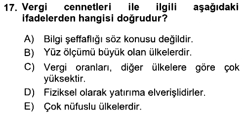 Uluslararası Kamu Maliyesi 2018-2019 3 Ders Sınavı - 17. soru