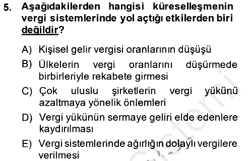 Uluslararası Kamu Maliyesi 2013-2014 Ara Sınav - 5. soru