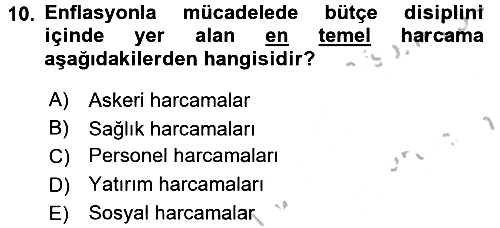 Uluslararası Kamu Maliyesi 2016-2017 Ara Sınav - 10. soru