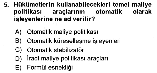 Uluslararası Kamu Maliyesi 2018-2019 Ara Sınav - 5. soru