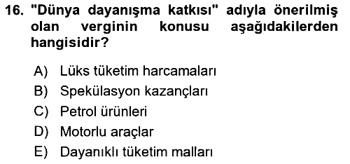Uluslararası Kamu Maliyesi 2024-2025 Ara Sınav - 16. soru