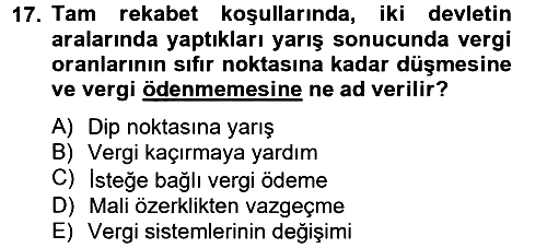 Uluslararası Kamu Maliyesi 2012-2013 Dönem Sonu Sınavı - 17. soru