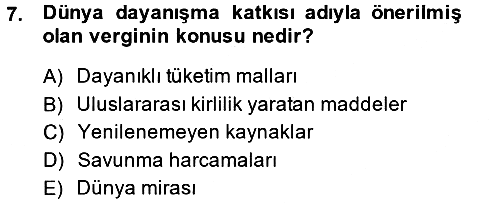 Uluslararası Kamu Maliyesi 2013-2014 Dönem Sonu Sınavı - 7. soru