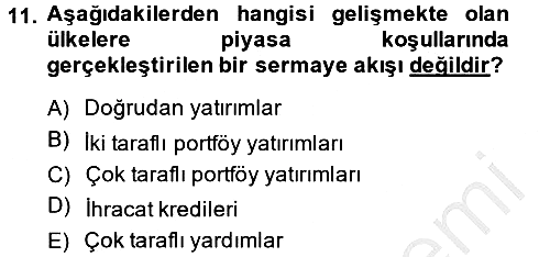 Uluslararası Kamu Maliyesi 2013-2014 Dönem Sonu Sınavı - 11. soru