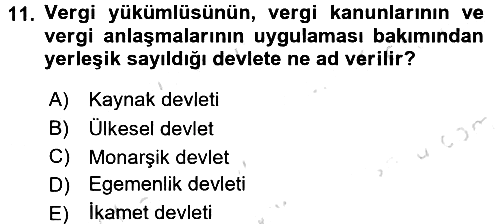 Uluslararası Kamu Maliyesi 2016-2017 Dönem Sonu Sınavı - 11. soru