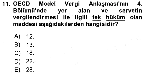 Uluslararası Kamu Maliyesi 2017-2018 Dönem Sonu Sınavı - 11. soru