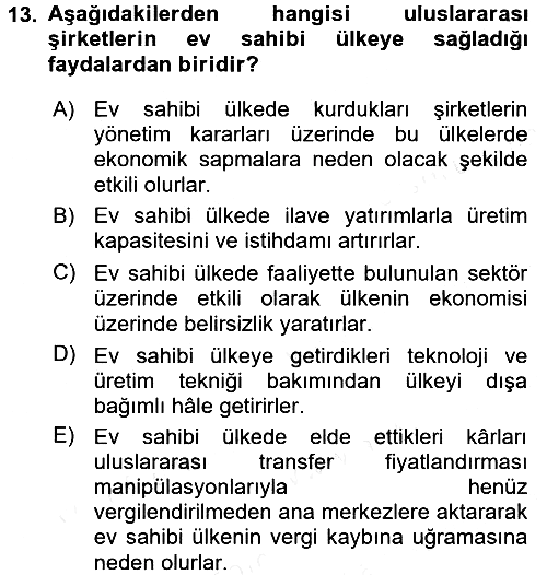 Uluslararası Kamu Maliyesi 2017-2018 Dönem Sonu Sınavı - 13. soru