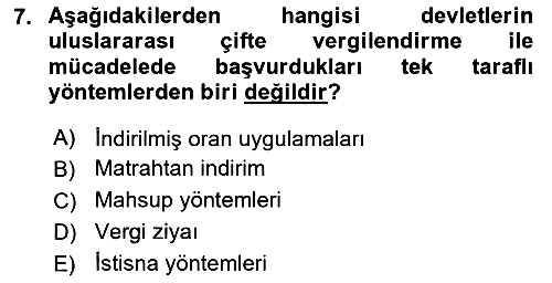 Uluslararası Kamu Maliyesi 2021-2022 Dönem Sonu Sınavı - 7. soru