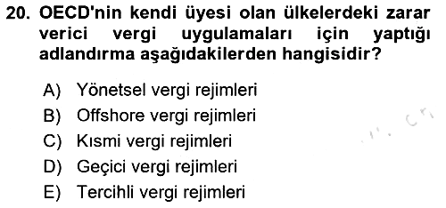 Uluslararası Kamu Maliyesi 2024-2025 Dönem Sonu Sınavı - 20. soru