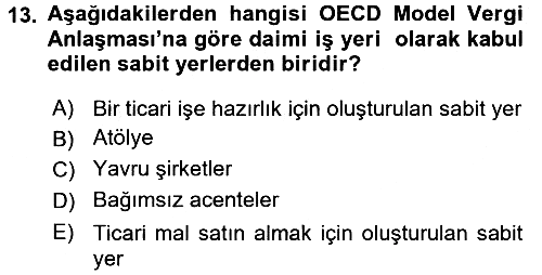 Uluslararası Kamu Maliyesi 2015-2016 Tek Ders Sınavı - 13. soru