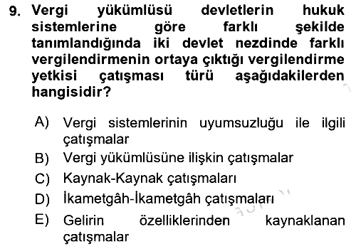 Uluslararası Kamu Maliyesi 2020-2021 Yaz Okulu Sınavı - 9. soru