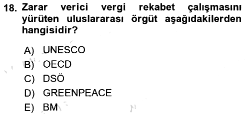 Uluslararası Kamu Maliyesi 2020-2021 Yaz Okulu Sınavı - 18. soru