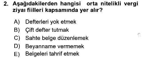 Vergi Ceza Hukuku 2016-2017 3 Ders Sınavı - 2. soru
