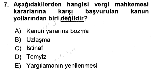 Vergi Ceza Hukuku 2018-2019 3 Ders Sınavı - 7. soru