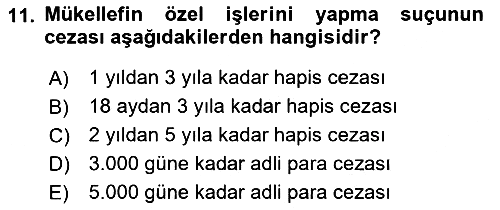 Vergi Ceza Hukuku 2018-2019 3 Ders Sınavı - 11. soru