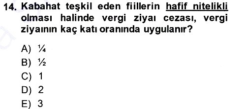 Vergi Ceza Hukuku 2014-2015 Ara Sınav - 14. soru