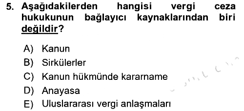 Vergi Ceza Hukuku 2016-2017 Ara Sınav - 5. soru
