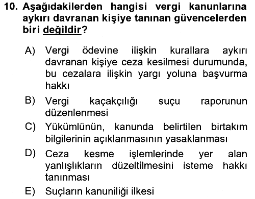 Vergi Ceza Hukuku 2016-2017 Ara Sınav - 10. soru