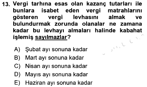 Vergi Ceza Hukuku 2017-2018 Ara Sınav - 13. soru