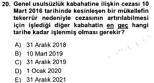 Vergi Ceza Hukuku 2017-2018 Ara Sınav - 20. soru