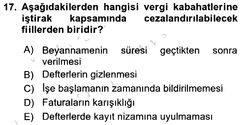 Vergi Ceza Hukuku 2019-2020 Ara Sınav - 17. soru