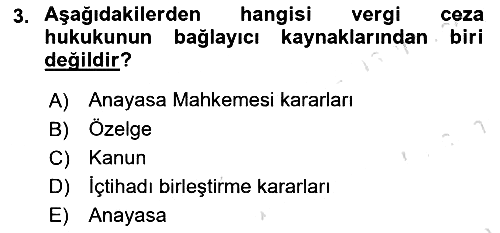 Vergi Ceza Hukuku 2024-2025 Ara Sınav - 3. soru